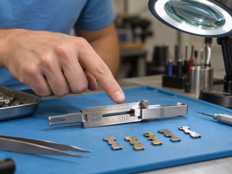 Lishi decoder reading lock wafers on a workbench